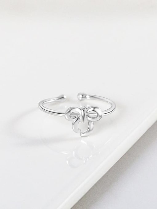 RS663 Bow [Silver] 925 Sterling Silver Bowknot Cute Band Ring